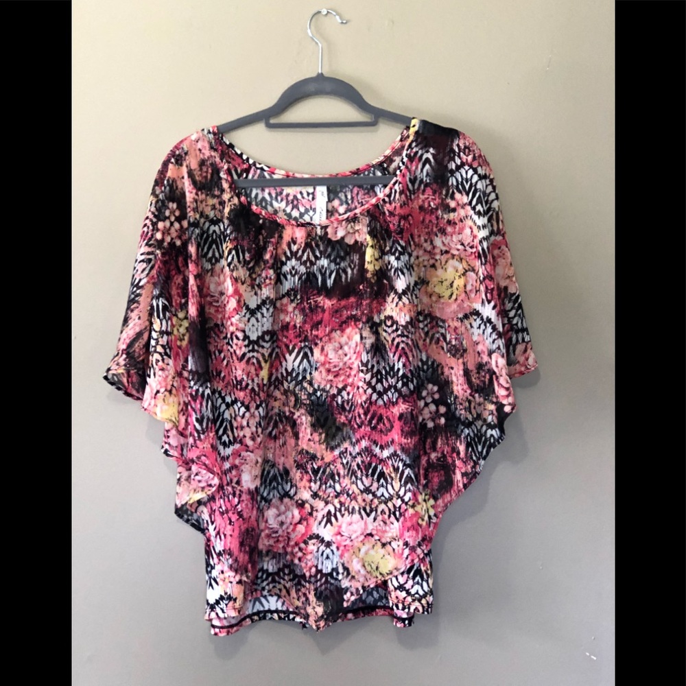 NY Collection pink flowy shirt with tank